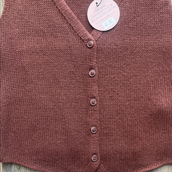 NWT Sincerely Jules Brown Button-Up Knit Vest - Picture 4 of 4
